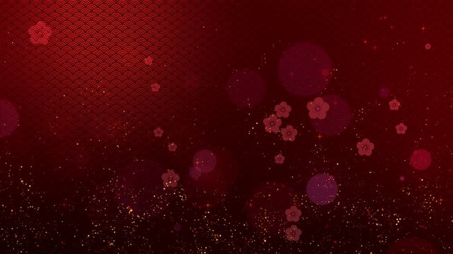 Chinese New Year background decoration with cherry blossom flowers blooming