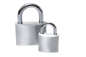 Fototapeta premium two padlocks on white background
