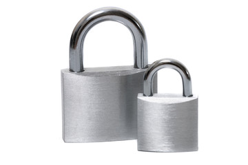 Fototapeta premium two padlocks on white background