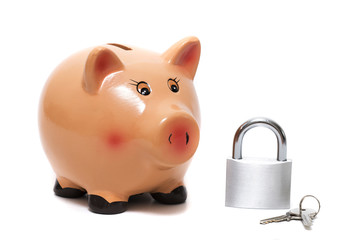 Cute piggy bank with lock