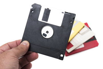 hand with floppy disk
