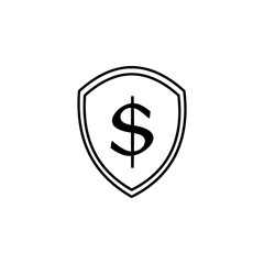 Financial security shield with dollar sign line icon. Insurance outline icon