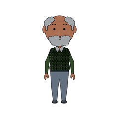 cartoon elderly man icon over white background colorful design vector illustration