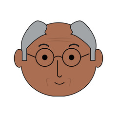 cartoon elderly man face icon over white background colorful design vector illustration