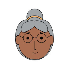cartoon elderly woman face icon over white background colorful design vector illustration