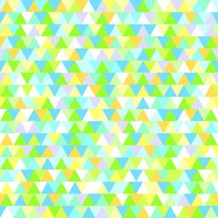 Triangle pattern. Seamless multicolored texture. Geometric art. Green christmas trees. Print for polygraphy, t-shirts and textiles. Doodle for design. Ecological pastel colors