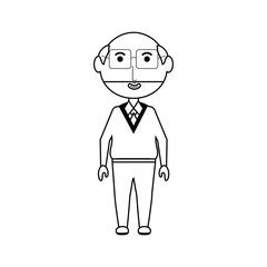 cartoon elderly man with glasses icon over white background vector illustration