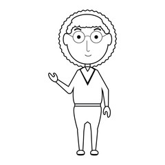 cartoon elderly woman standing icon over white background vector illustration