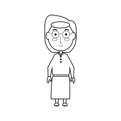 cartoon elderly woman standing icon over white background vector illustration