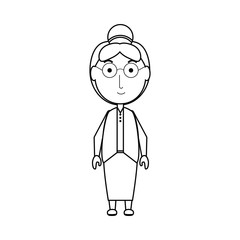 cartoon elderly woman standing icon over white background vector illustration