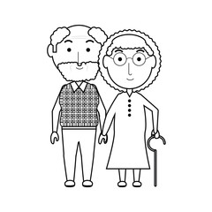 cartoon eldery couple icon over white background vector illustration