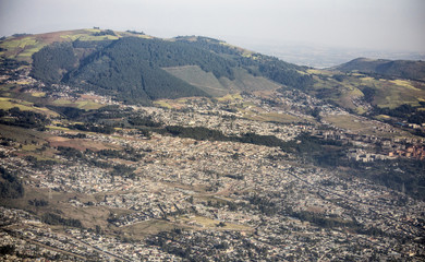 Aerial view of Addis Ababa, Ethiopia taken from a plane