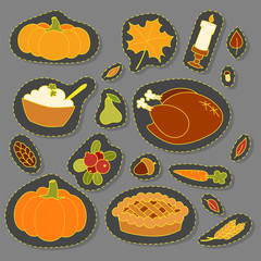 Happy thanksgiving day design holiday objects fresh food harvest autumn season vector illustration
