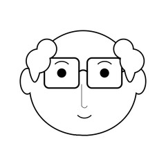 cartoon elderly man face icon over white background vector illustration