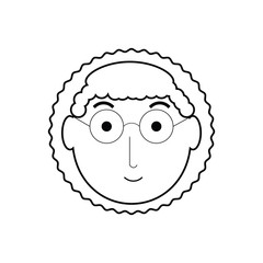 cartoon elderly woman face icon over white background vector illustration