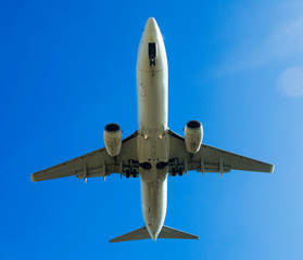 Passenger plane departing in afternoon