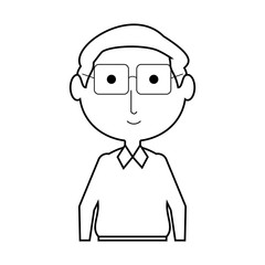 cartoon elderly man with glasses icon over white background vector illustration