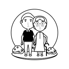 cartoon eldery couple icon over white background vector illustration