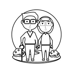 cartoon eldery couple icon over white background vector illustration