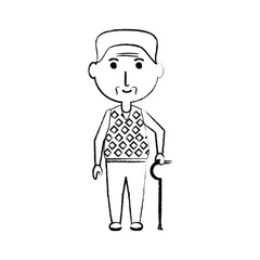 cartoon elderly man icon over white background vector illustration