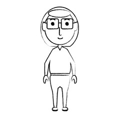 cartoon elderly woman standing icon over white background vector illustration