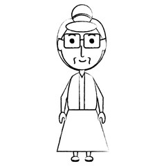cartoon elderly woman standing icon over white background vector illustration