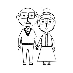cartoon eldery couple icon over white background vector illustration