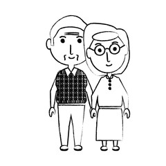 cartoon eldery couple icon over white background vector illustration