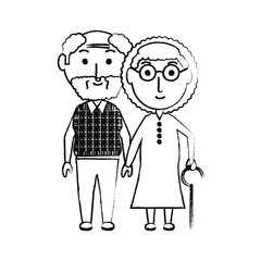 cartoon eldery couple icon over white background vector illustration