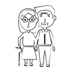 cartoon eldery couple icon over white background vector illustration