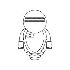 cartoon robot icon over white background black and white design vector illustration