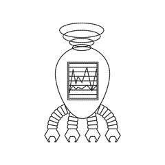 cartoon robot icon over white background black and white design vector illustration