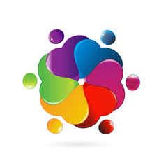 Colorful people hearts working together, teamwork