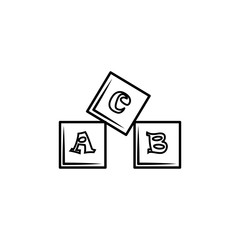 alphabet cubes with letters A,B,C icon