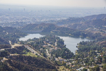 Aerial view of Hollywood Reservoir