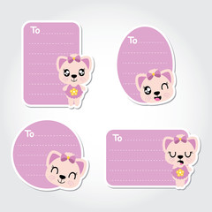 Cute kittens vector cartoon illustration for memo paper design, planner paper and stationery paper set