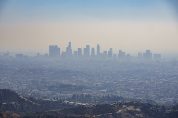Haze look of Los Angeles downtown skyline