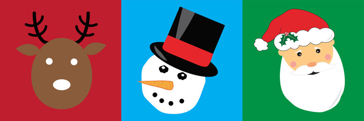 Merry Christmas Reindeer Snowman Santa