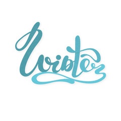 Winter. Lettering. Hand drawn word on white background. Calligraphy. Blue colors. It can be used for card, postcard, poster, invitation, banner. Vector illustration, eps10