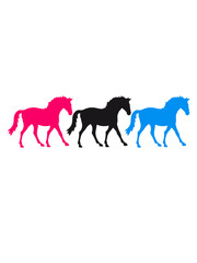 viele 3 reihe muster design silhouette schwarz umriss pferd pony reiten schnell pferdchen klein spaß schnell comic cartoon reiter schön süß niedlich