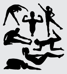 Health sport male and female silhouette. Good use for symbol, logo, web icon, mascot, sticker, sign, or any design you want.