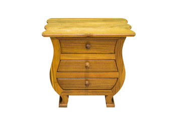 The wooden drawer desk isolated with clipping Path