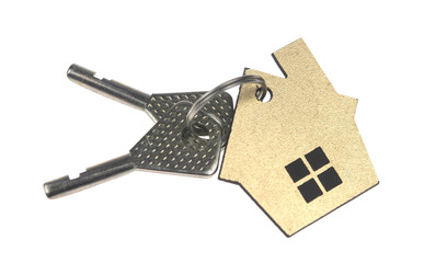 House shaped key chain isolated on white background