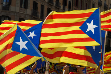 Obraz premium Barcelona, Catalonia, Spain, September 11, 2017: Rally support for independence of Catalunya during the national day
