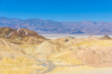 Zabriskie Point - View to the colorful ridges and sand formation at Death Valley National Park, California, USA