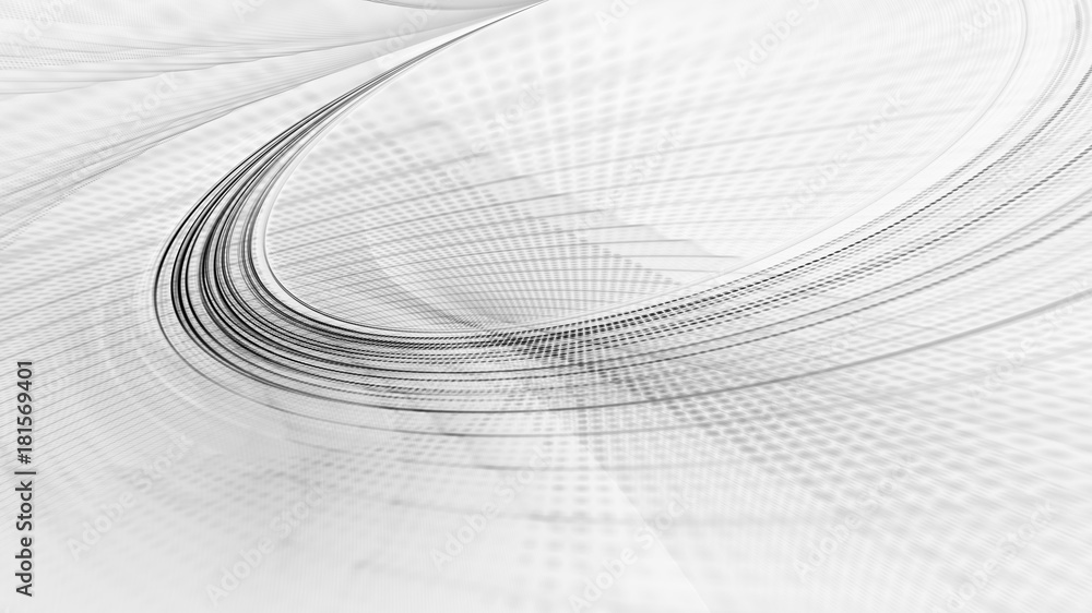 Aufkleber Abstract white background texture. Dynamic curves ands blurs pattern. Detailed fractal graphics. Science and technology concept.