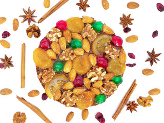 traditional fruitcake with fruits and nuts