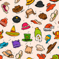 Holiday carnival hat vector fashion accessory Christmas, Halloween, St Patric day party celebration hats for masquerade clothing illustration seamless pattern background