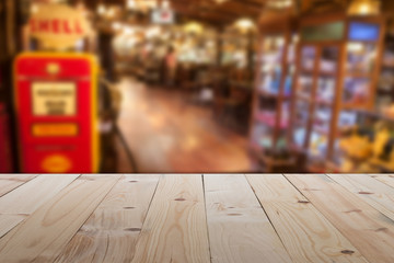 Empty table in front of blurry coffee shop or Cafe restaurant  with abstract background Ready for Create montage product display or design key visual layout banner or panoramic