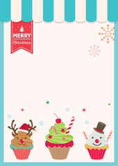 Merry Christmas holiday with cupcakes